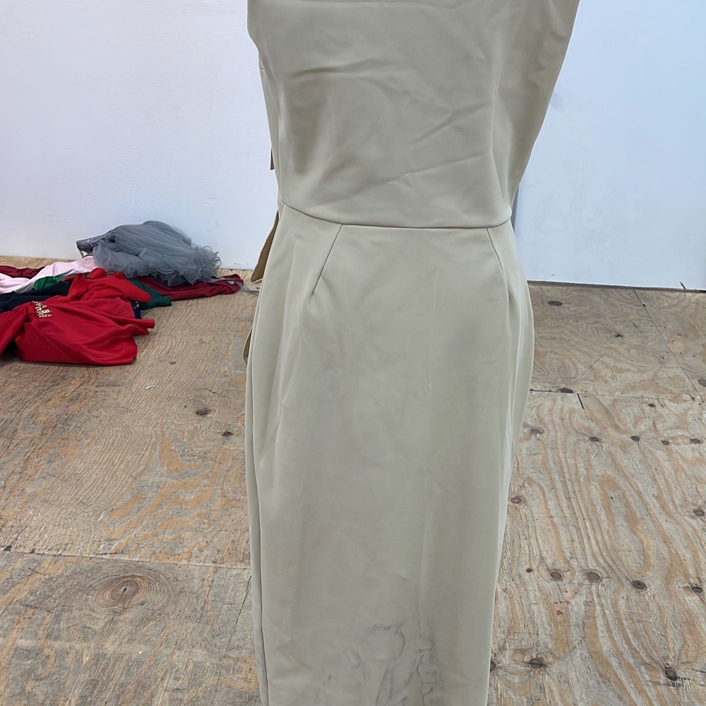 Chiara Boni Tan One Shoulder Sheath Dress